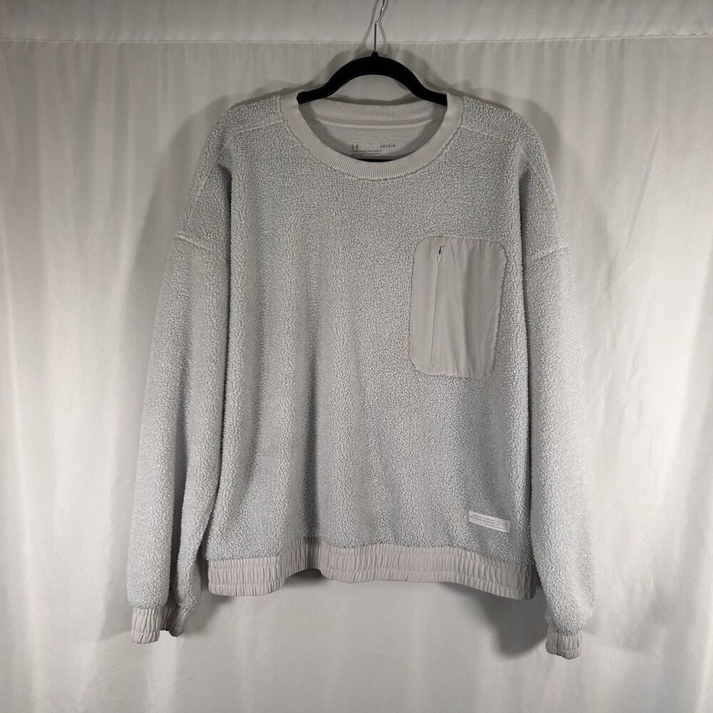 Under Armour Sweater Women's Large White Pullover Long Sleeve Crew Neck